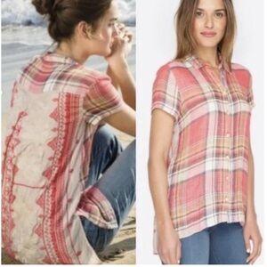 JOHNNY WAS 3J WORKSHOP Embroidered Short Sleeve Kai Scarf Tunic Size Large